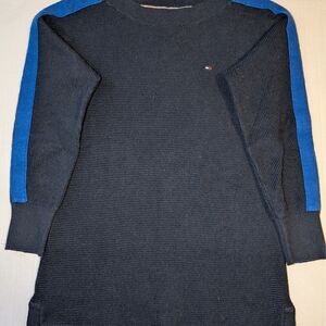 Tommy Hilfiger Women’s Black Sweater with Blue Shoulder Stripes